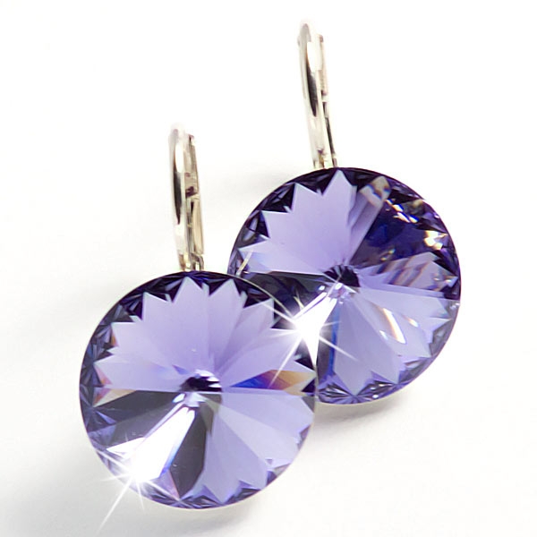 Ohrhänger gefertigt mit SWAROVSKI Rivoli Kristallen 12mm Tanzanite
