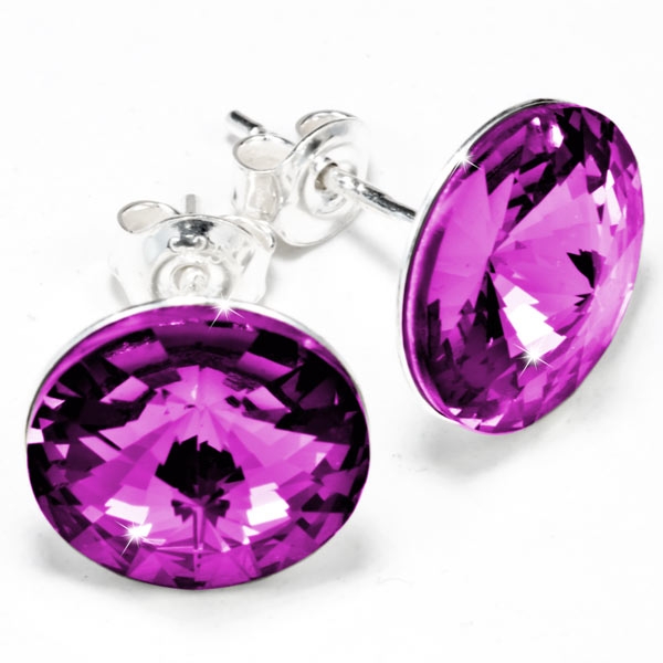 Sterling Silber Ohrstecker gefertigt mit Swarovski® Rivoli Kristallen Amethyst