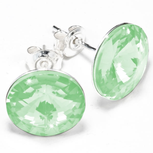 Sterling Silber Ohrstecker gefertigt mit Swarovski® Rivoli Kristallen Chrysolite