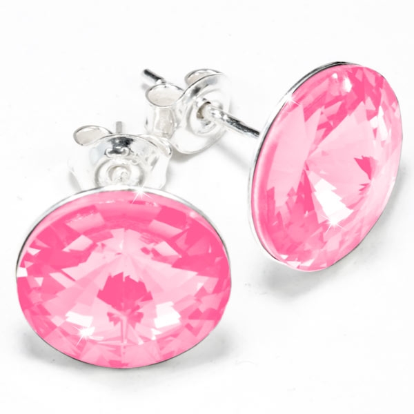 Sterling Silber Ohrstecker gefertigt mit Swarovski® Rivoli Kristallen Rose