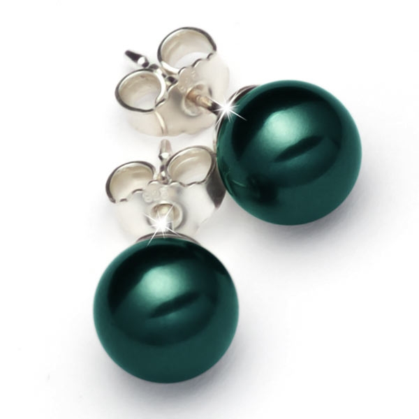 Sterling Silber Ohrrstecker gefertigt mit Swarovski® Crystal Pearls 8mm Iridescent Tahitian Look Pearl