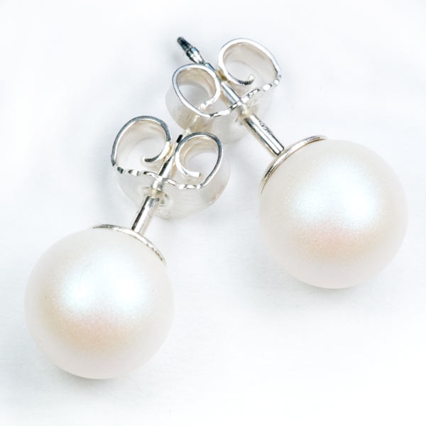 Sterling Silber Ohrstecker gefertigt mit Swarovski® Crystal Pearls 6mm Pearlescent White