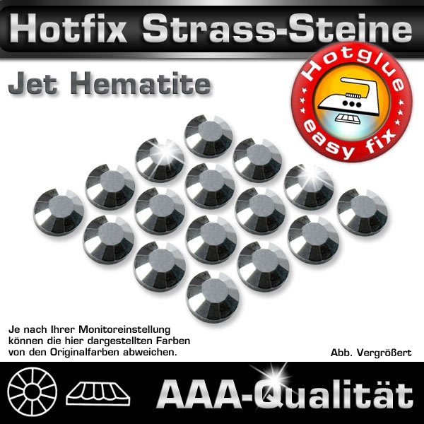 Hotfix Strass-Steine, SS16, Silbergrau Metallic (Hematite), in AAA-Qualität