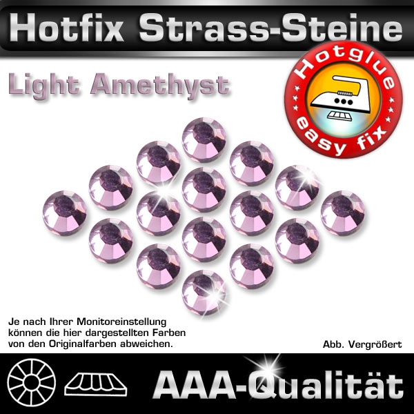 Hotfix Strass-Steine, SS16, Light Amethyst, in AAA-Qualität
