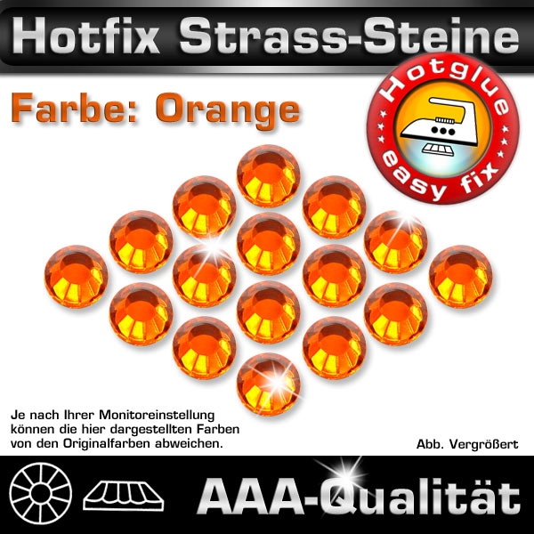 Hotfix Strass-Steine, SS16, Orange (Sun), in AAA-Qualität