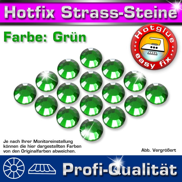 Hotfix Strass Steine, SS20, Grün, in AAA-Qualität