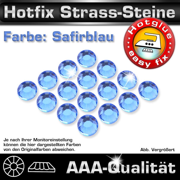Hotfix Strass Steine, SS20, Safir Blau, in AAA-Qualität