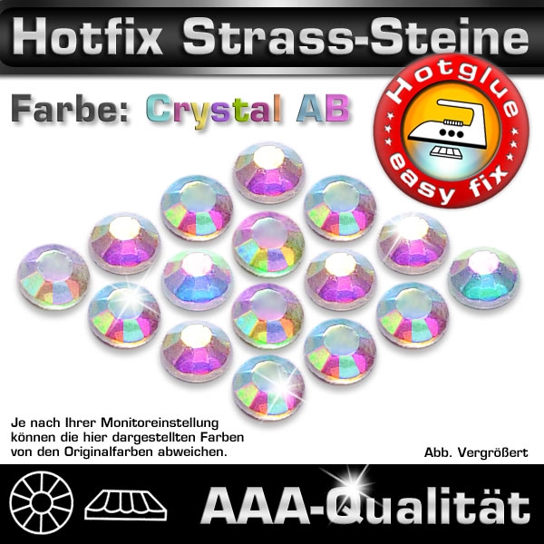 Hotfix Strass-Steine SS34 Farbe Crystal AB zum Aufbügeln