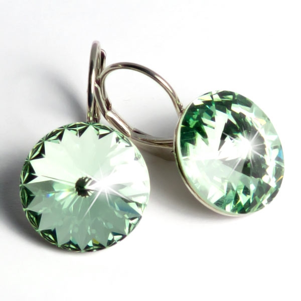 Ohrhänger gefertigt mit SWAROVSKI Rivoli Kristallen 12mm Chrysolite