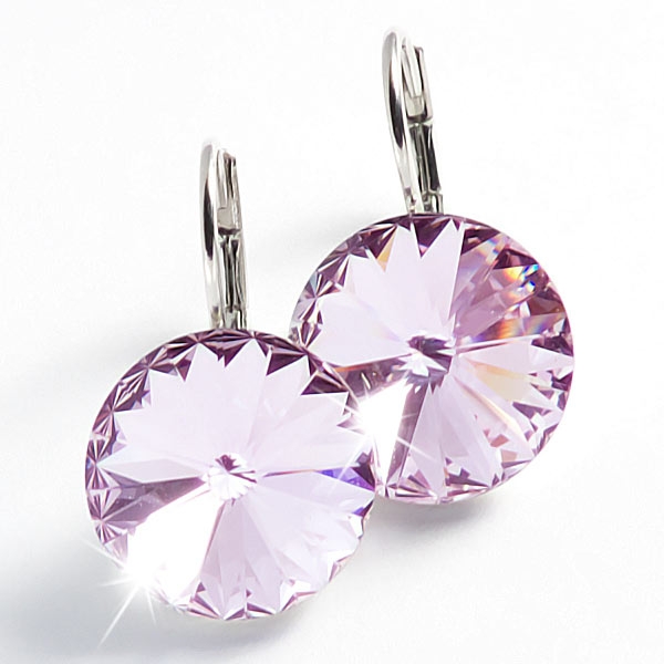 Ohrhänger gefertigt mit SWAROVSKI Rivoli Kristallen 12mm Violet