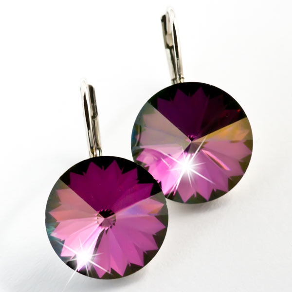 Ohrhänger gefertigt mit SWAROVSKI Rivoli Kristallen 14mm Crystal Lilac Shadow