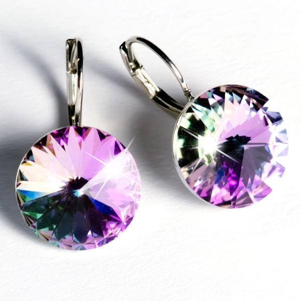 Ohrhänger gefertigt mit SWAROVSKI Rivoli Kristallen 14mm Crystal Vitrail Light
