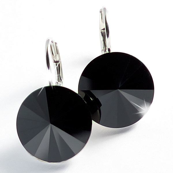 Ohrhänger gefertigt mit SWAROVSKI Rivoli Kristallen 12mm Jet