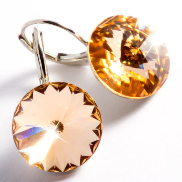 Ohrhänger gefertigt mit SWAROVSKI Rivoli Kristallen 14mm Light Peach