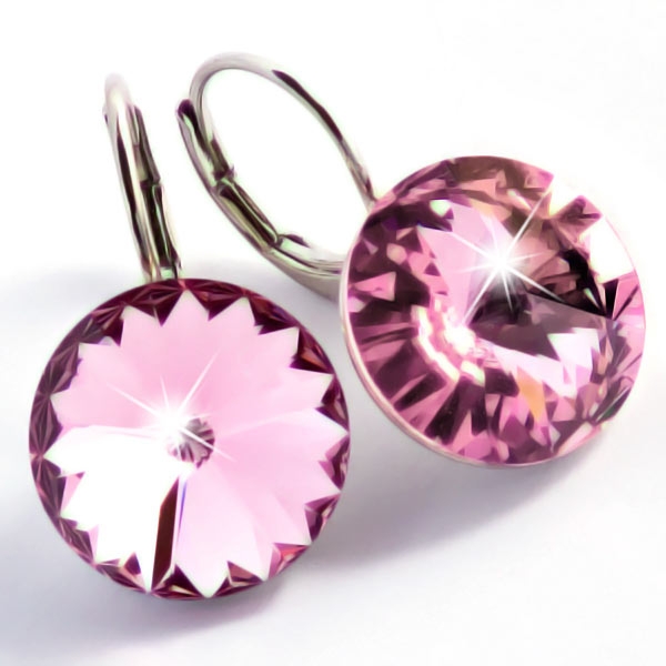 Ohrhänger gefertigt mit SWAROVSKI Rivoli Kristallen 14mm Light Rose