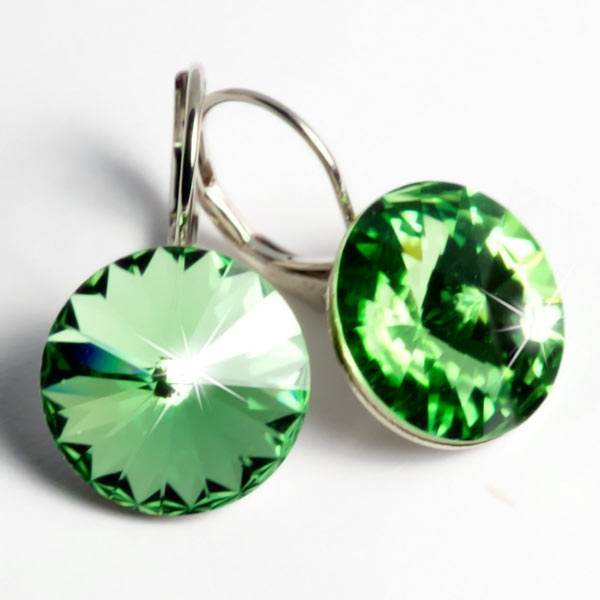 Ohrhänger gefertigt mit SWAROVSKI Rivoli Kristallen 14mm Peridot