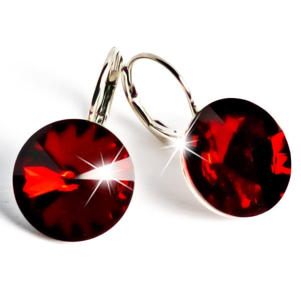 Ohrhänger gefertigt mit SWAROVSKI Rivoli Kristallen 14mm Siam