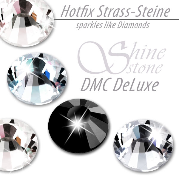 ShineStone DeLuxe Hotfix Strass-Steine SS34 Dunkelrot Schwarz Hematite Jet Hematite zum Aufbügeln