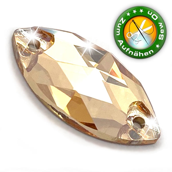 ShineStone DeLuxe - 12mm Navette Golden Shadow Strasssteine zum Aufnähen