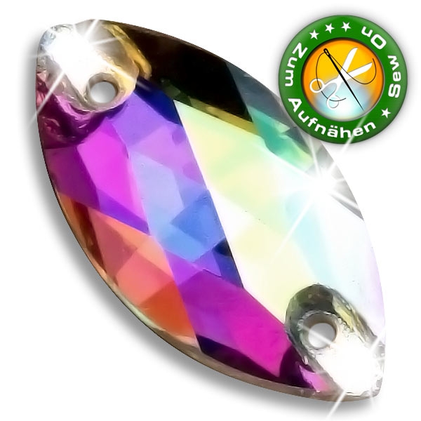 ShineStone DeLuxe - 12mm Navette Crystal AB Strasssteine zum Aufnähen