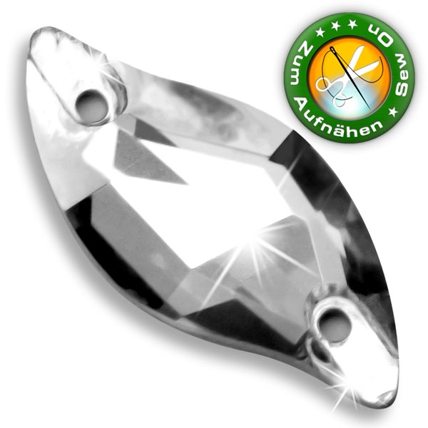 ShineStone DeLuxe - 20mm Blatt geschwungen Crystal Strasssteine zum Aufnähen