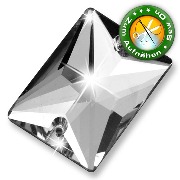 ShineStone DeLuxe - 25mm Rechteck - breit Crystal Strasssteine zum Aufnähen