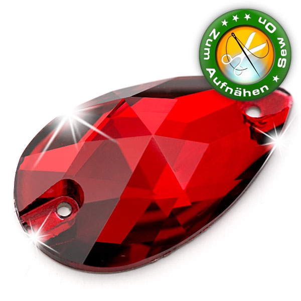 ShineStone DeLuxe - 28mm Tropfen Rot Strasssteine zum Aufnähen