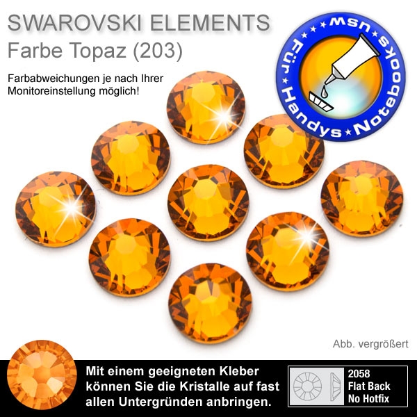 Swarovski 2058 XILION SS10 Topaz Strasssteine zum Aufkleben