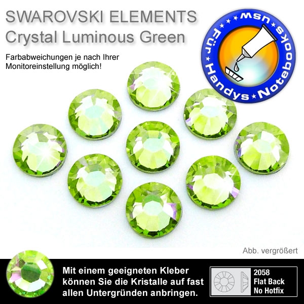 Swarovski 2058 XILION, SS5 Crystal Luminous Green Strasssteine zum Aufkleben