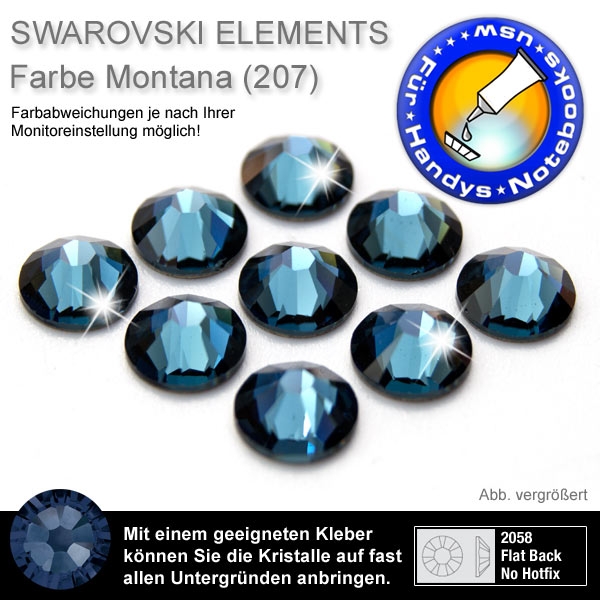Swarovski 2058 XILION, SS5 Montana Strasssteine zum Aufkleben