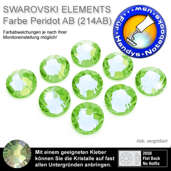 Swarovski 2058 XILION, SS5 Peridot AB Strasssteine zum Aufkleben