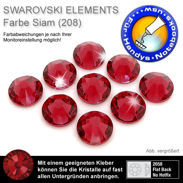 Swarovski 2058 XILION, SS5 Siam Strasssteine zum Aufkleben