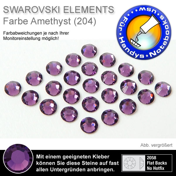 Swarovski 2058 XILION, SS7 Amethyst Strasssteine zum Aufkleben