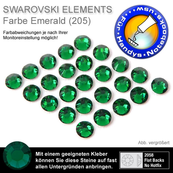 Swarovski 2058 XILION, SS7 Emerald Strasssteine zum Aufkleben