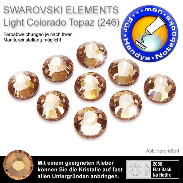 Swarovski 2058 XILION, SS8 Light Colorado Topaz Strasssteine zum Aufkleben