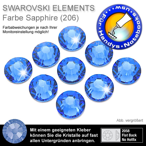 Swarovski 2058 XILION, SS9 Sapphire Strasssteine zum Aufkleben