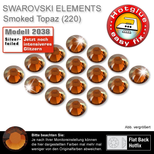Swarovski 2038 Hotfix SS30 Smoked Topaz Strasssteine zum Aufbügeln