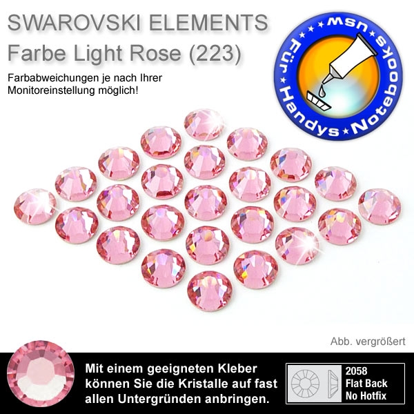 Swarovski 2058 SS30 Light Rose Strasssteine zum Aufkleben