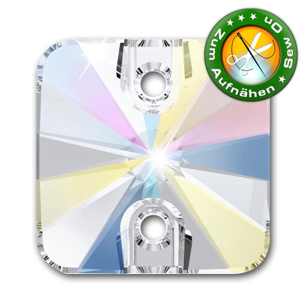 Swarovski 3201 Rivoli Square 10mm Crystal AB Strasssteine zum Aufnähen
