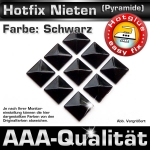 Metall-Nieten Hotfix (Pyramide), 7 mm, Schwarz, zum Aufbügeln