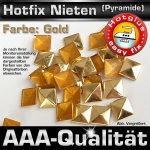 Metall-Nieten Hotfix (Pyramide), 10 mm, Gold washed, Aufbügeln