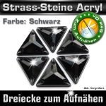Acryl Strass-Steine zum Aufnähen, 17 mm, Schwarz, Dreieck