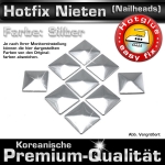ShineStone Metall-Nieten Hotfix (Nailhead Quadrat), 10 mm Silber glänzend, in Premium-Qualität zum Aufbügeln