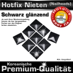 ShineStone Metall-Nieten Hotfix (Nailhead Quadrat), 10 mm Schwarz glänzend, in Premium-Qualität zum Aufbügeln