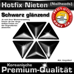 ShineStone Metall-Nieten Hotfix (Nailhead Dreieck), 8 mm Schwarz glänzend, in Premium-Qualität zum Aufbügeln
