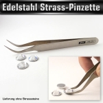 Strass-Pinzette aus Edelstahl, gebogen, Länge 12 cm