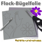 Flockfolie, Bügelfolie als Bogenware 20 x 25 cm, Farbe Grau
