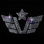 Strass Bügelmotiv "Victory-V mit Stern und Flügeln"