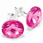 Sterling Silber Ohrstecker gefertigt mit Swarovski® Rivoli Kristallen Fuchsia