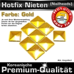 ShineStone Metall-Nieten Hotfix (Nailhead Quadrat), 5 mm Gold glänzend, in Premium-Qualität zum Aufbügeln